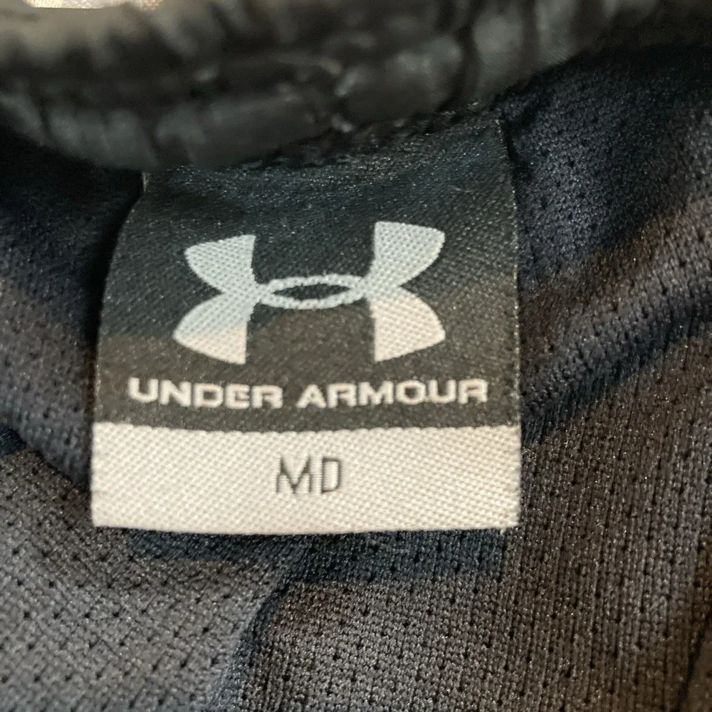 Under Armour Pants Men Medium M Windbreaker‎ Red Black Zip Ankles Stretch Track